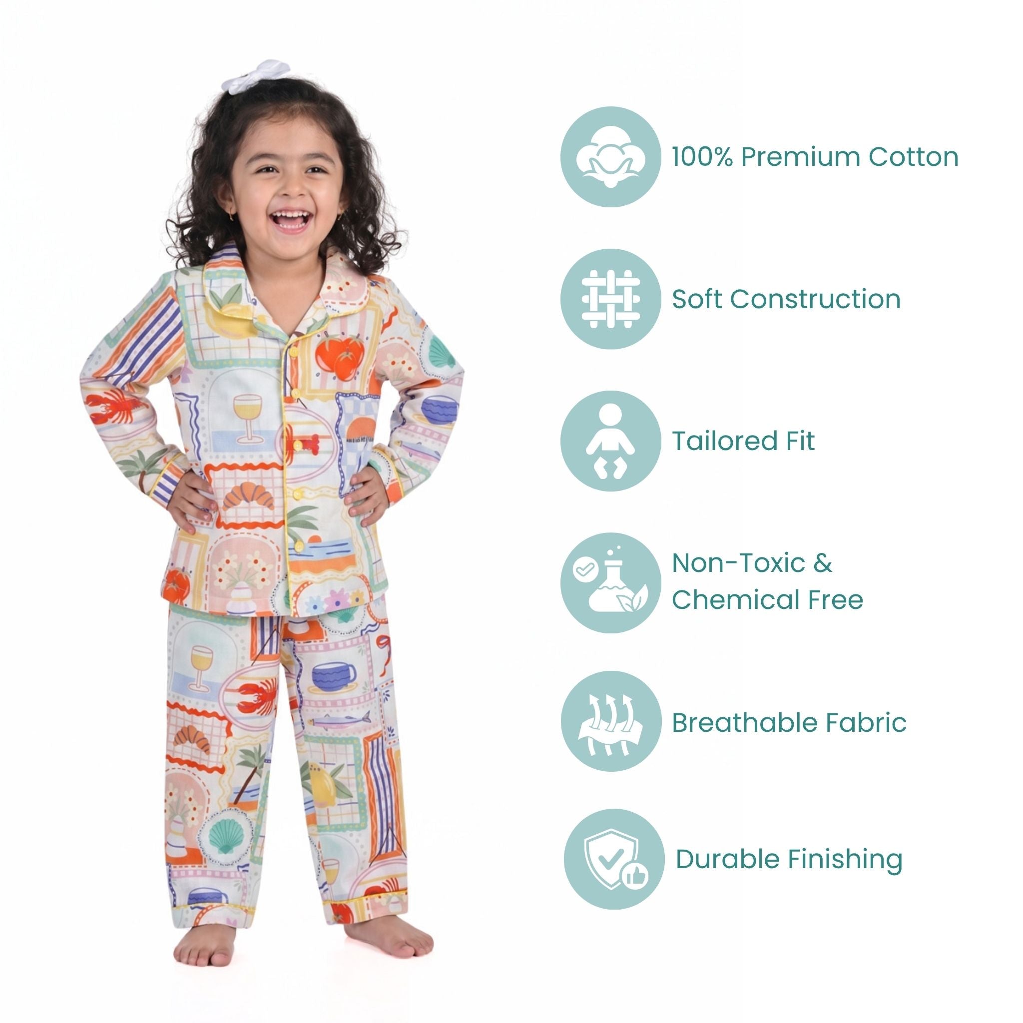 COTTON NIGHT SUIT - MEDITERRANEAN SUMMER  | SLEEPWEAR | TULO BABY
