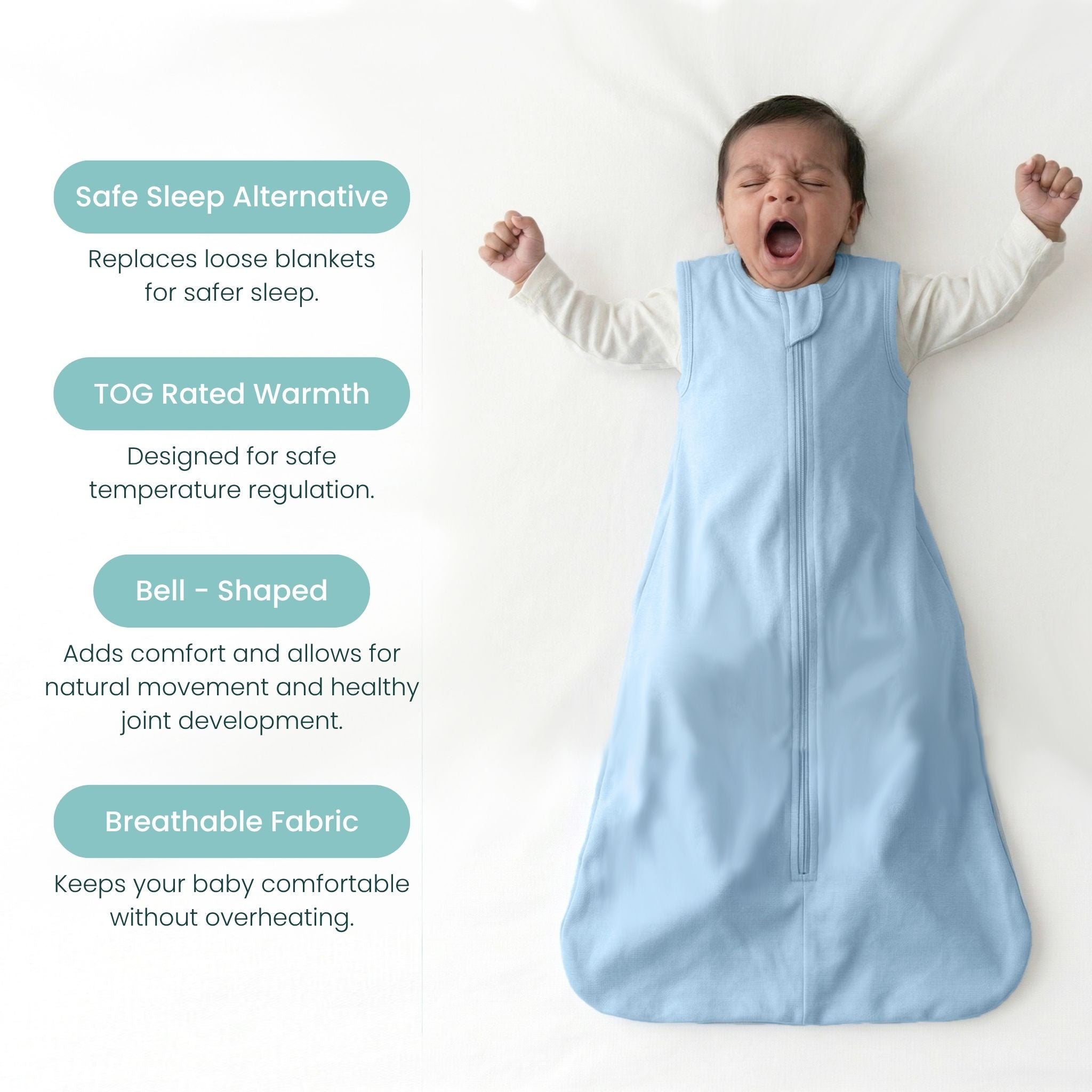 BABY SLEEPING BAG (1.2 TOG) - DUSK BLUE | TULO BABY