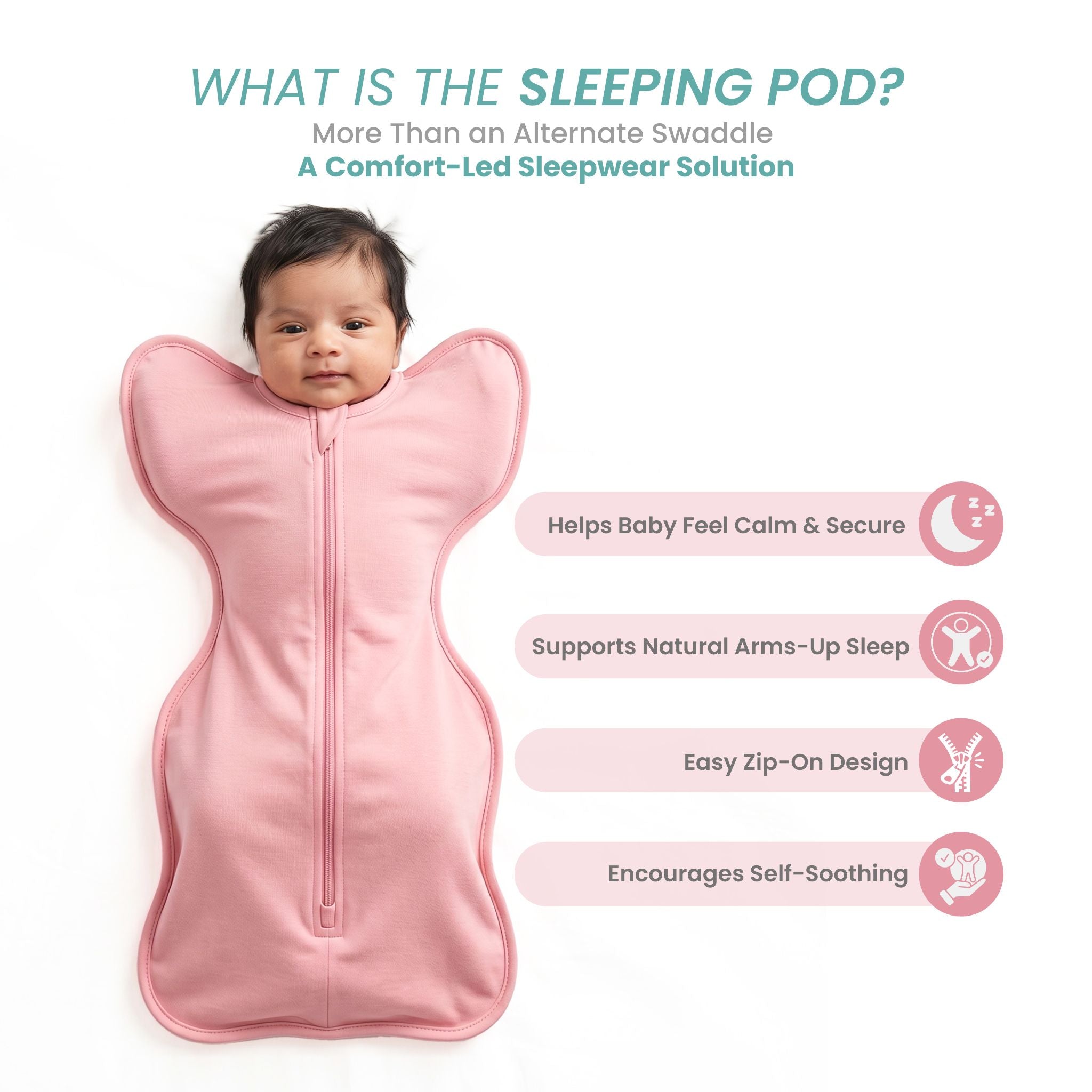 SLEEPING POD SWADDLE FOR BABIES (2.5 TOG) - DESSERT ROSE | TULO BABY