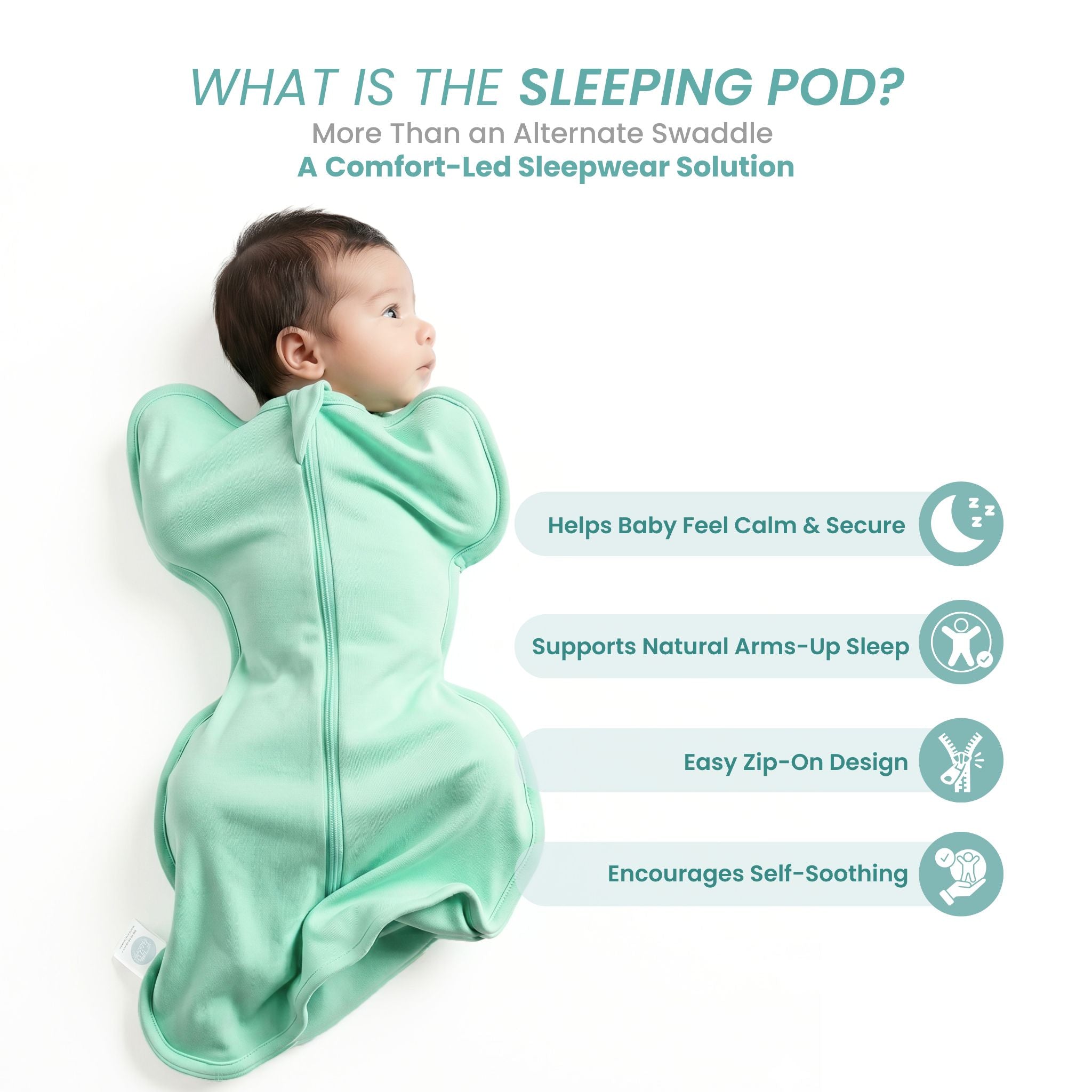 SLEEPING POD SWADDLE FOR BABIES (1.2 TOG) - SEA GREEN  | TULO BABY