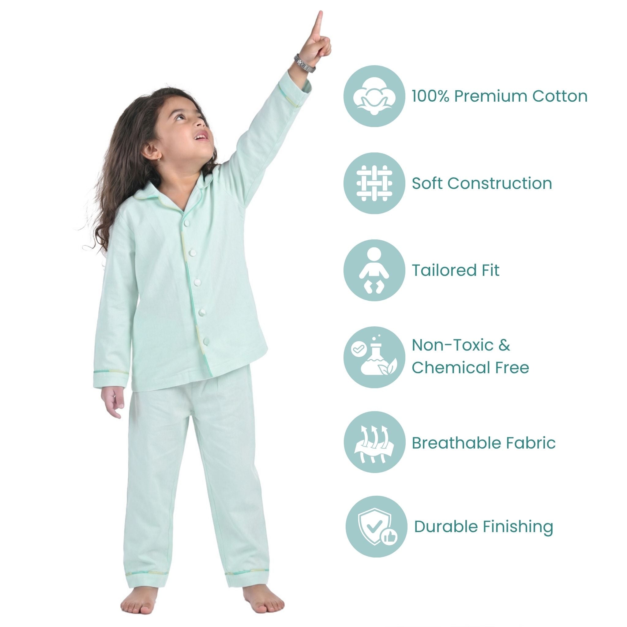 COTTON NIGHT SUIT - MINT | SLEEPWEAR | TULO BABY