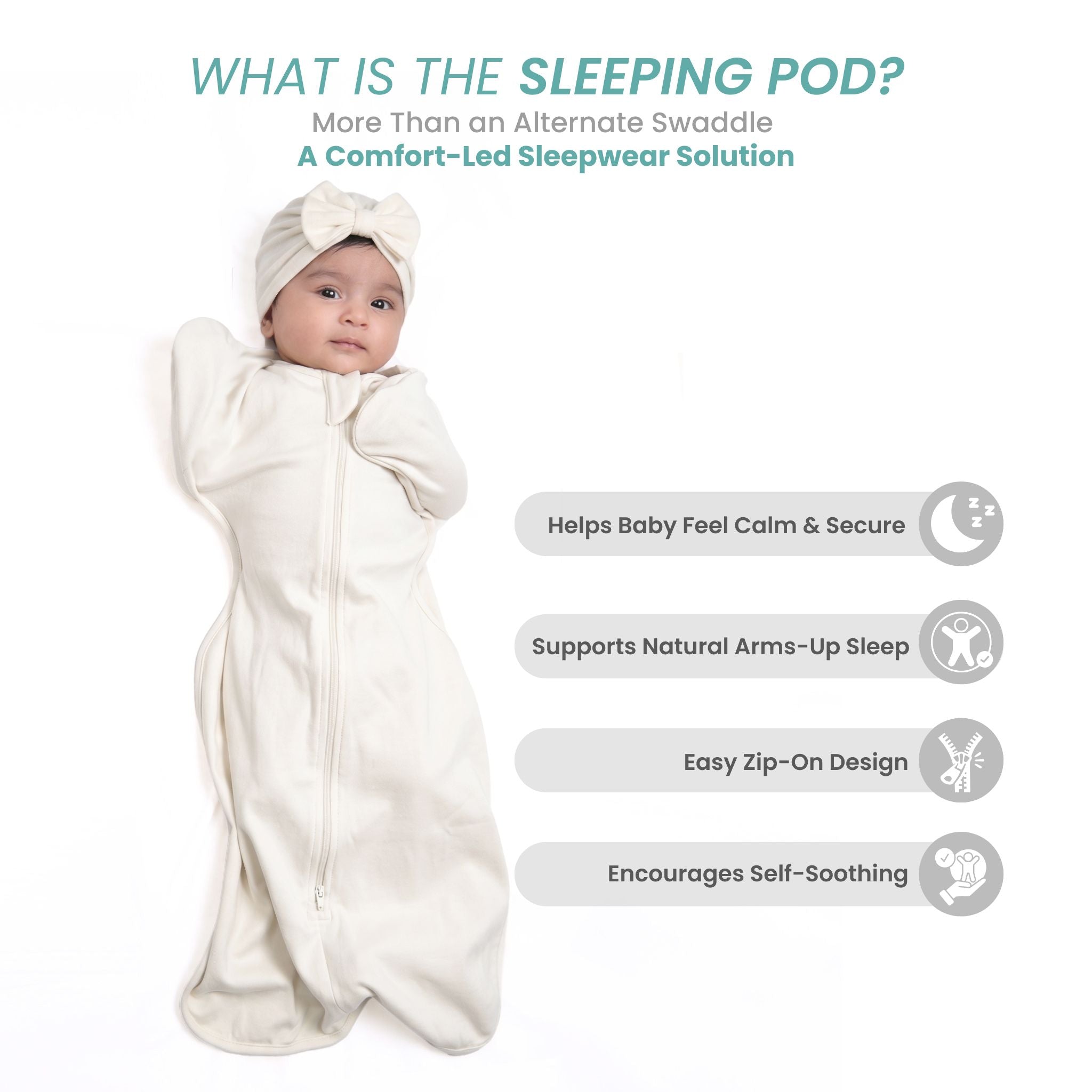 SLEEPING POD SWADDLE FOR BABIES (2.5 TOG) - CREAM | TULO BABY