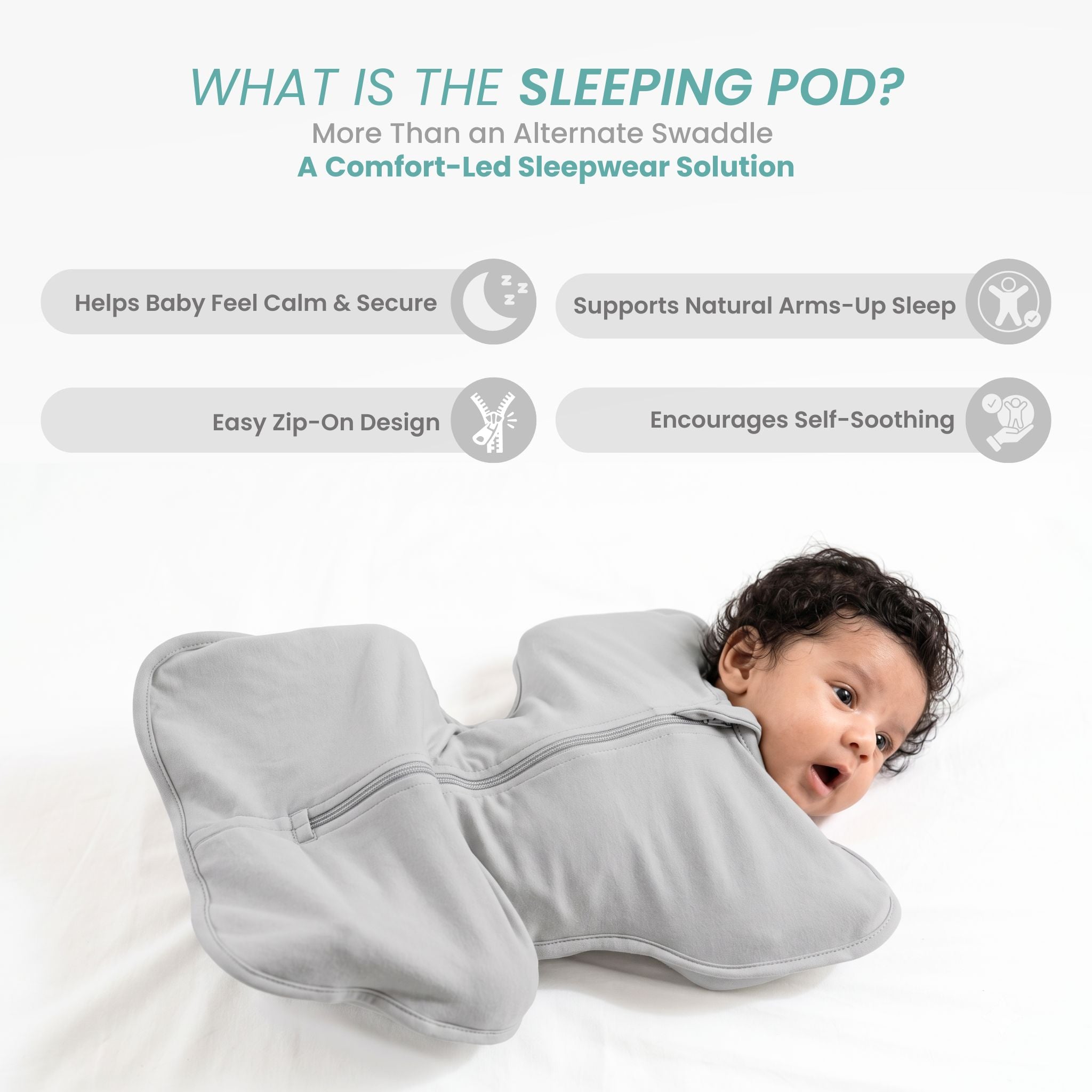 SLEEPING POD SWADDLE FOR BABIES (2.5 TOG) - SMOKY GREY | TULO BABY