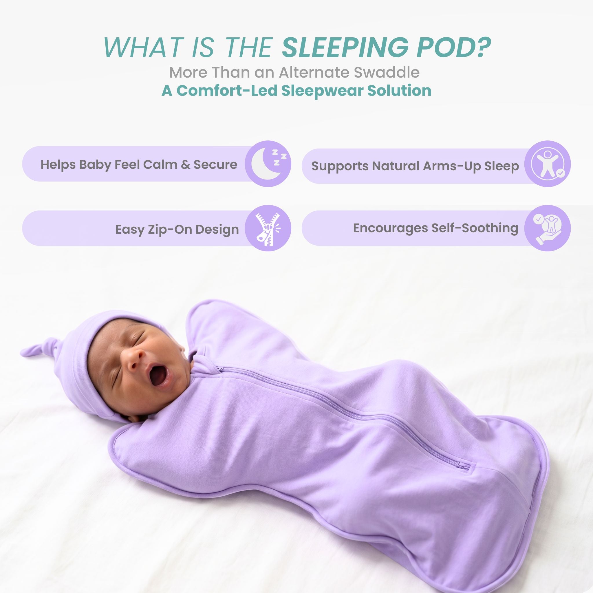 SLEEPING POD SWADDLE FOR BABIES (2.5 TOG) - LILAC | TULO BABY