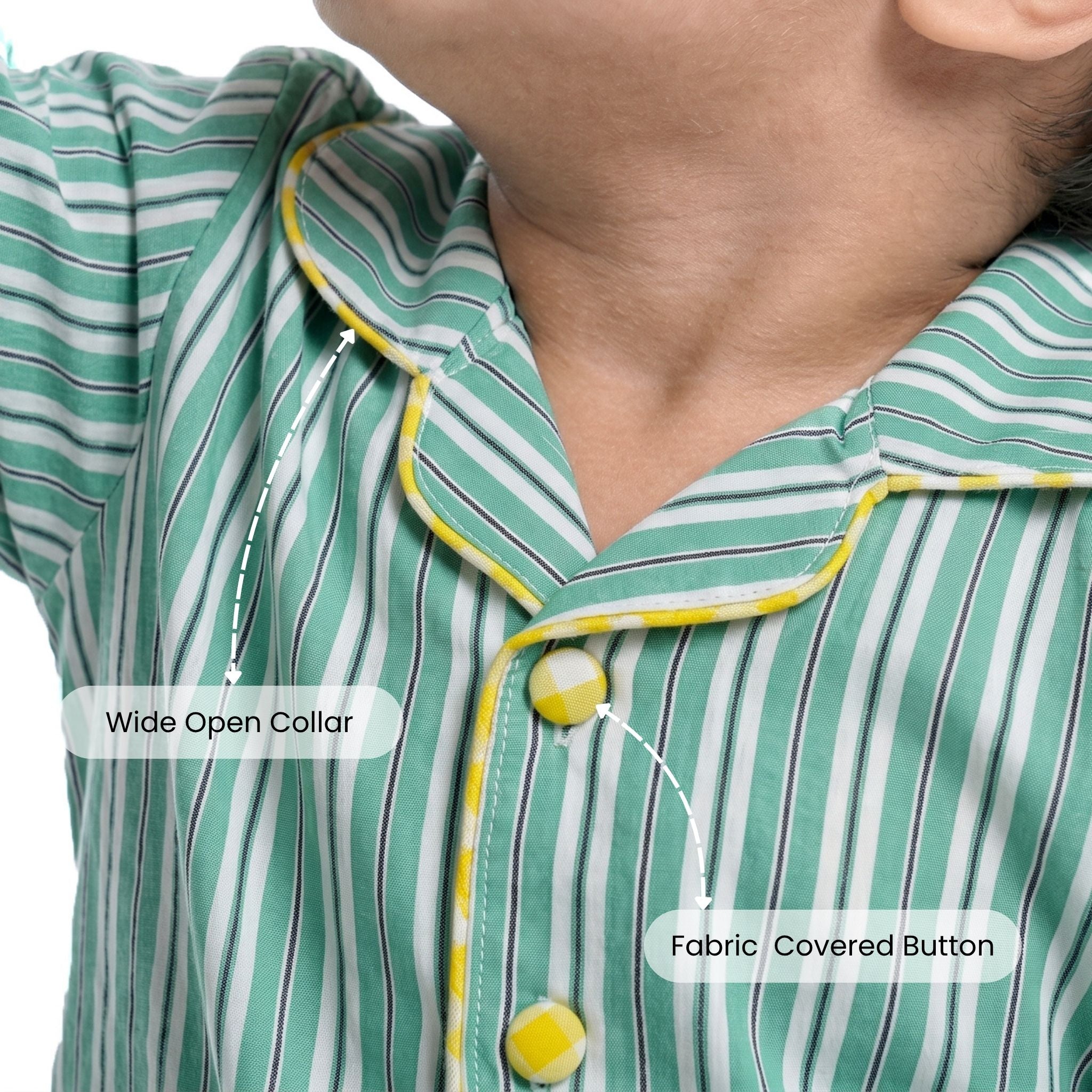 COTTON NIGHT SUIT - BOLD GREEN STRIPE | SLEEPWEAR | TULO BABY