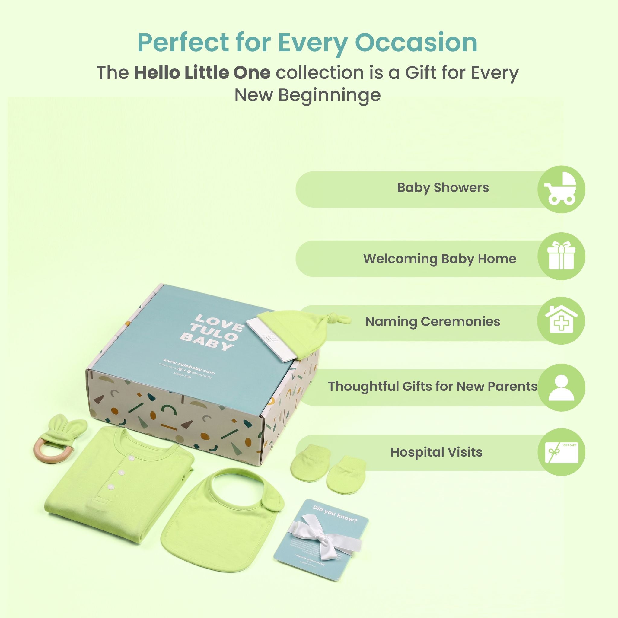 HELLO LITTLE ONE – SHADOW LIME | PREMIUM NEWBORN GIFT BOX | TULO BABY