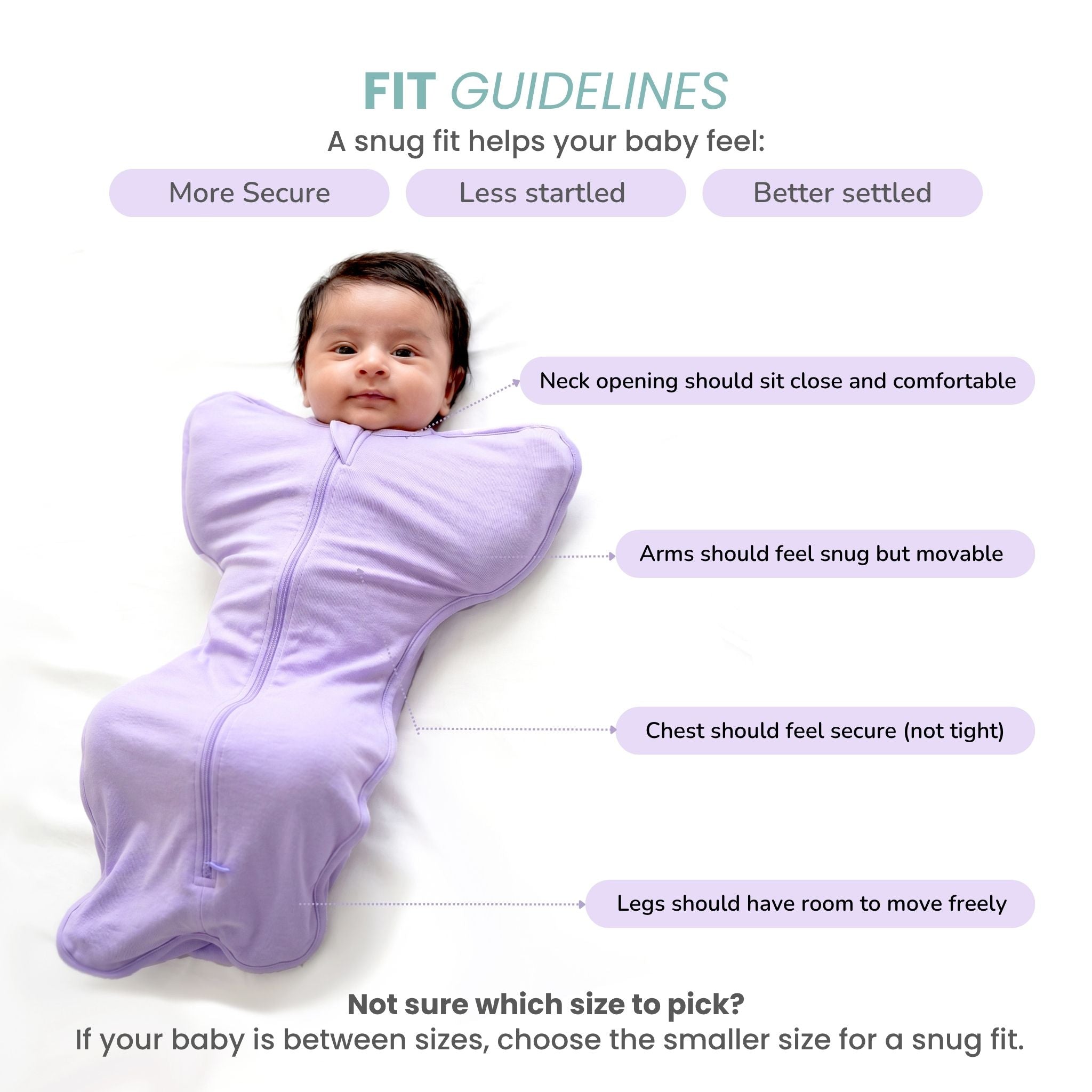 SLEEPING POD SWADDLE FOR BABIES (0.6 TOG) - LILAC  | TULO BABY