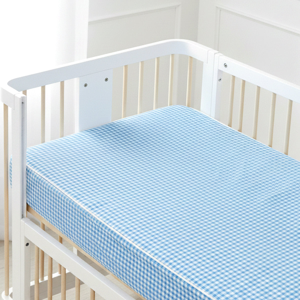 TULO BABY FITTED CRIB SHEET – BLUE GINGHAM