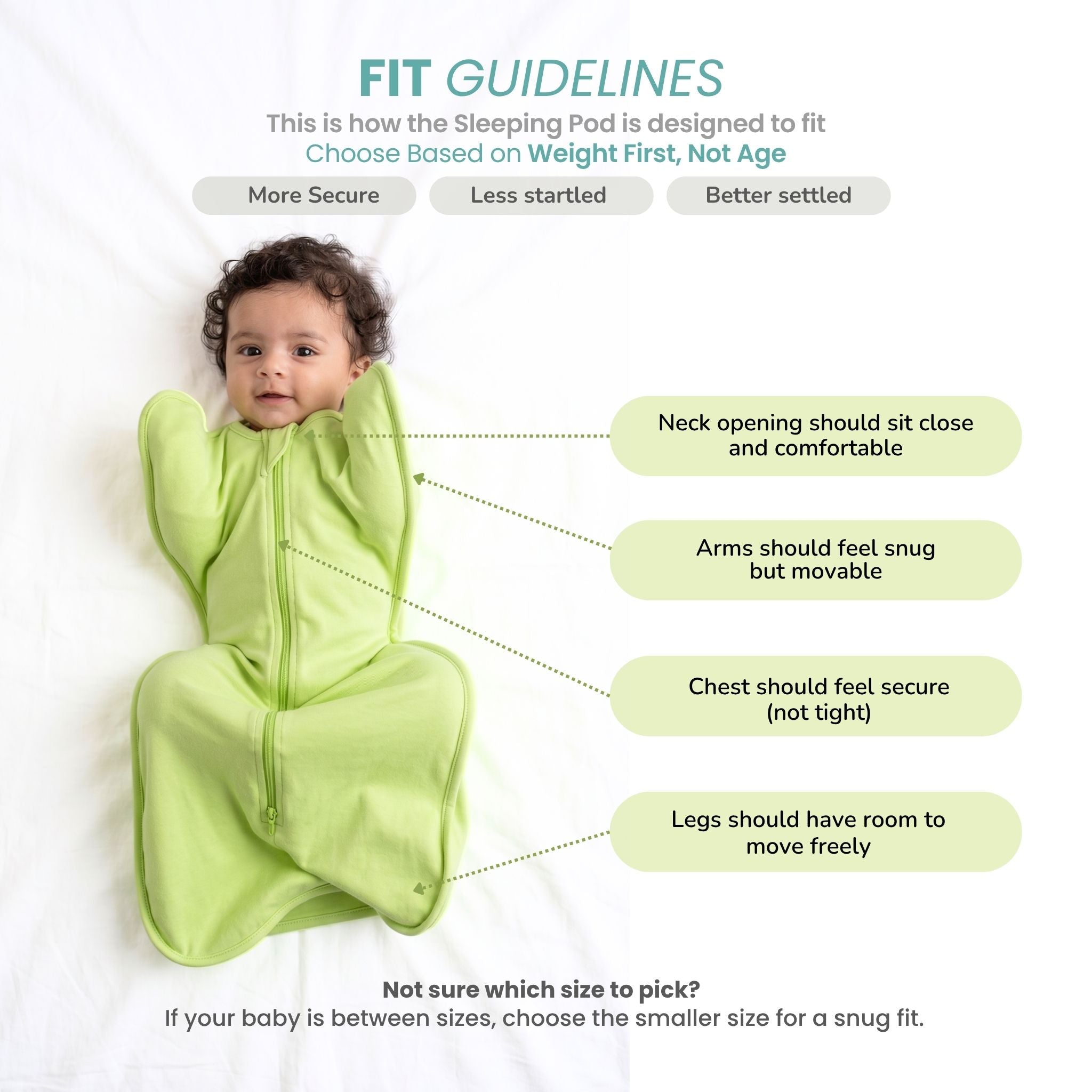 SLEEPING POD SWADDLE FOR BABIES (1.2 TOG) - SHADOW LIME | TULO BABY