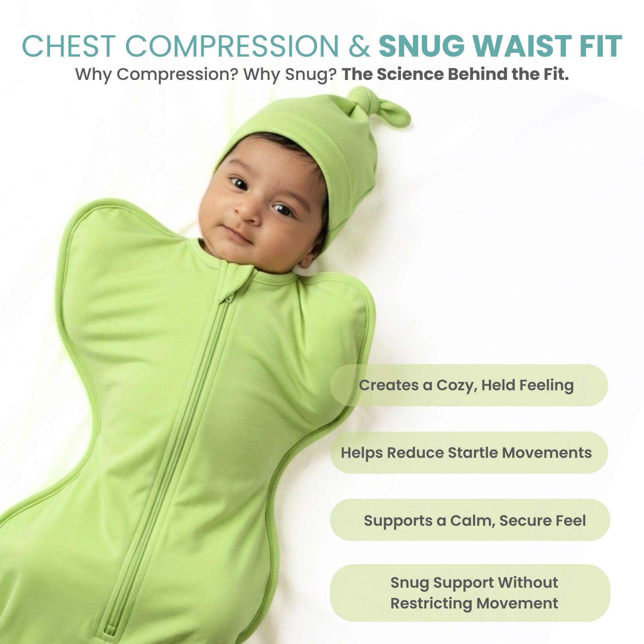 SLEEPING POD SWADDLE FOR BABIES (0.6 TOG) - SHADOW LIME  | TULO BABY