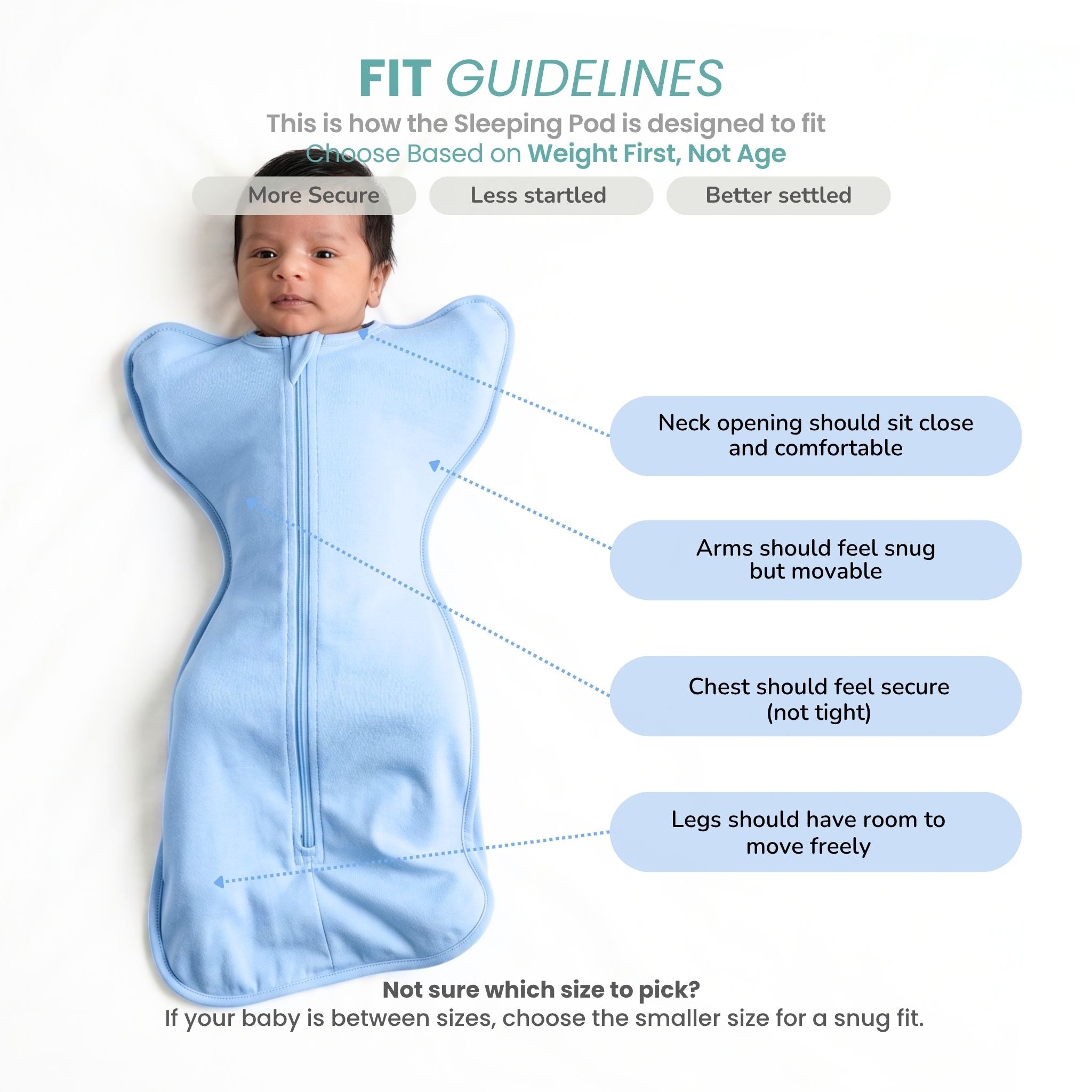 SLEEPING POD SWADDLE FOR BABIES (1.2 TOG) - DUSK BLUE  | TULO BABY