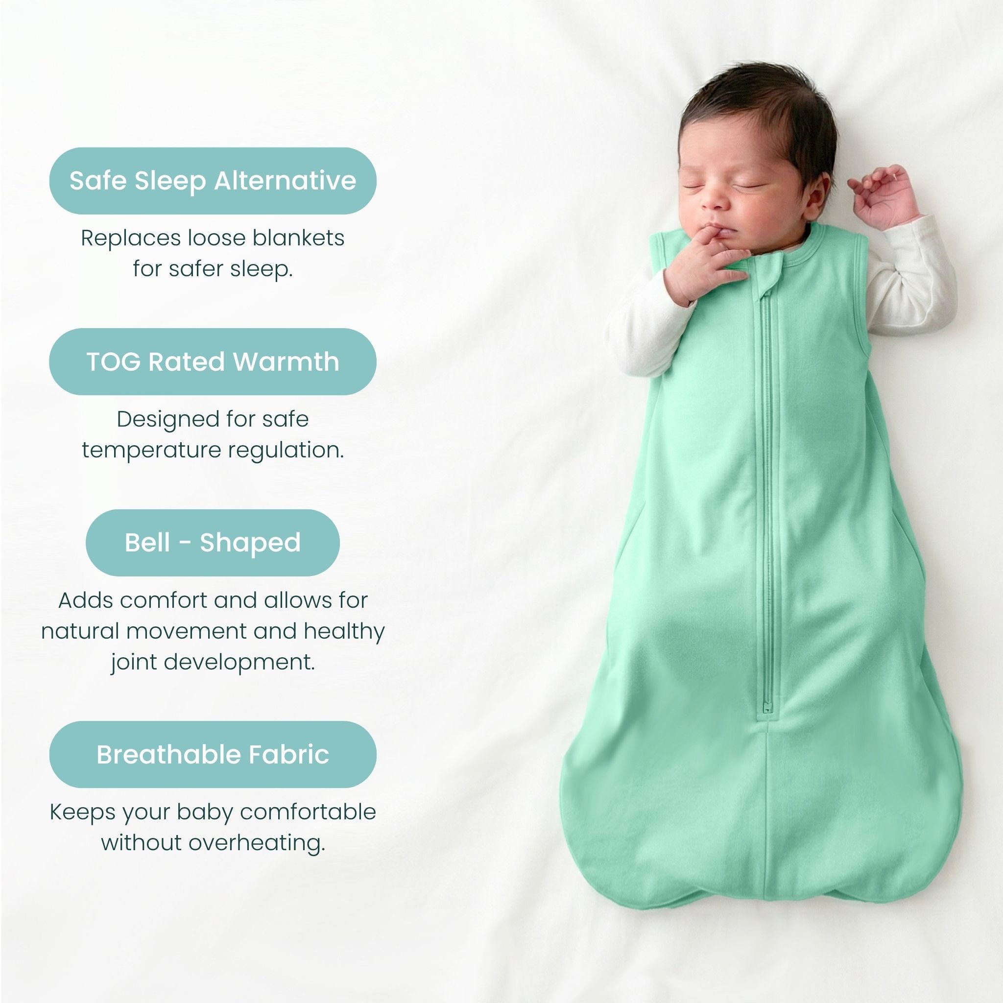 BABY SLEEPING BAG (1.2 TOG) - SEA GREEN | TULO BABY