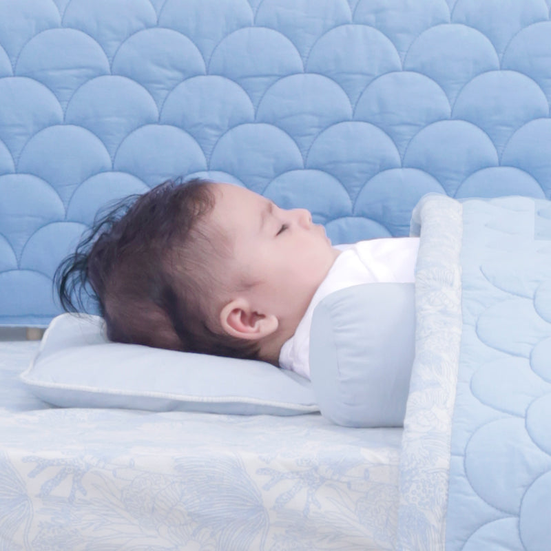 BABY BLUE MUSTARD PILLOW COVER AND FILLER SET