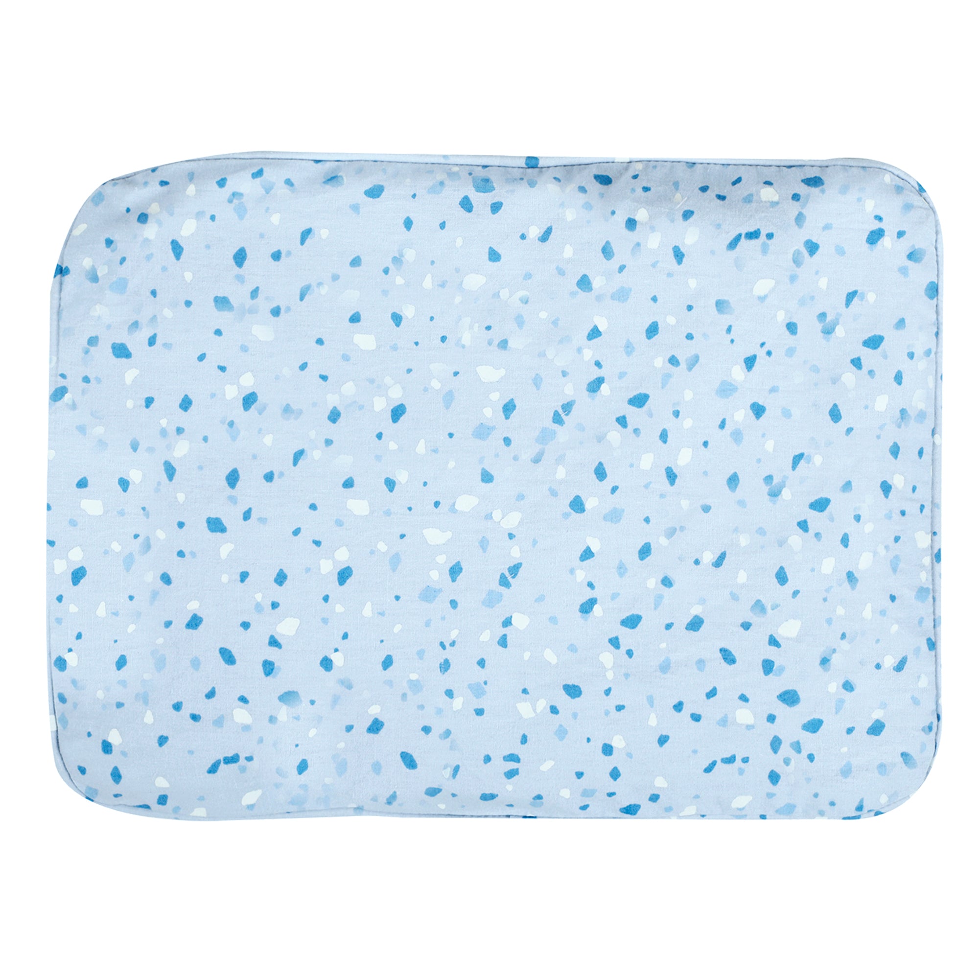 BABY BLUE TERRAZZO MUSTARD PILLOW COVER AND FILLER SET
