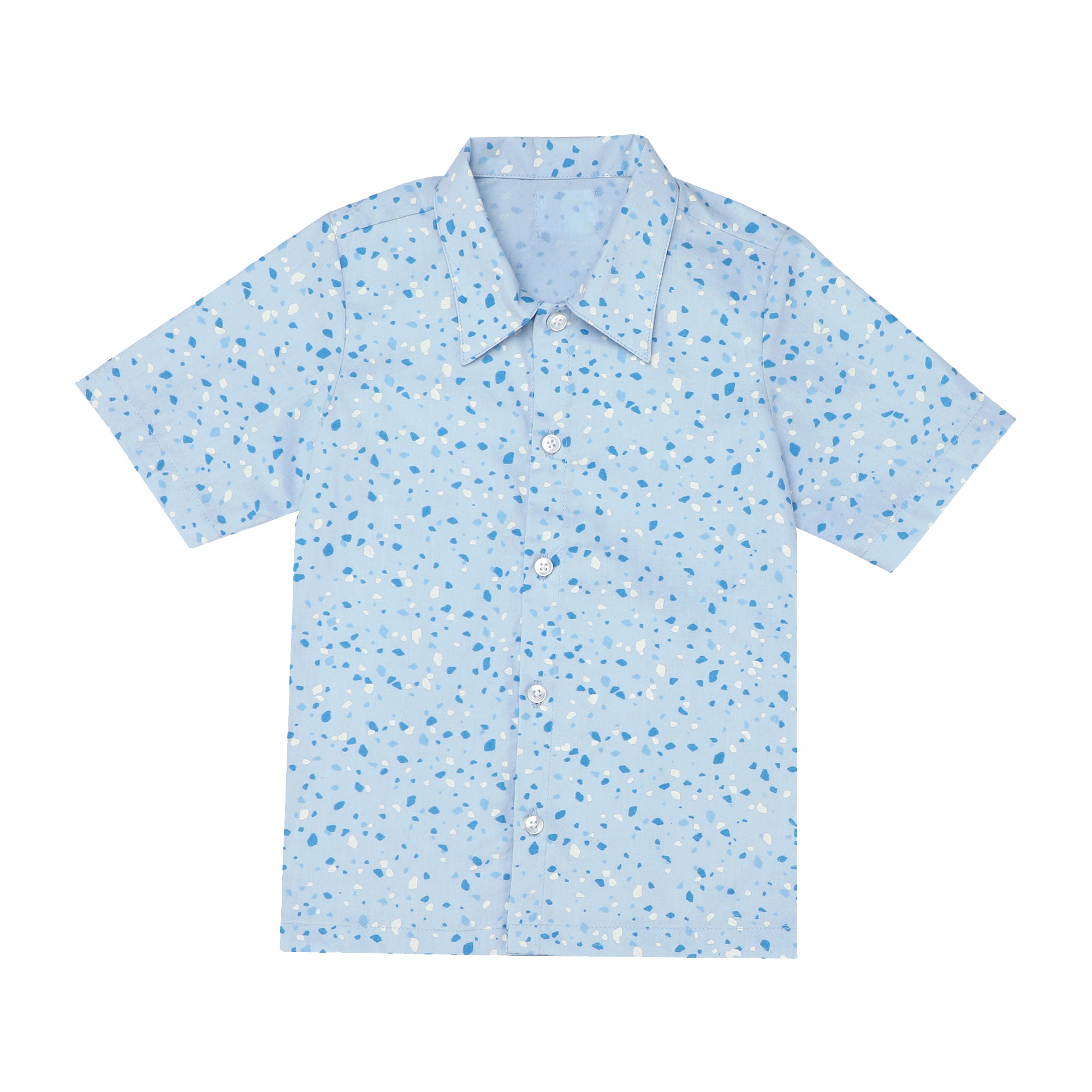 BABY BLUE TERRAZZO SHIRT AND SHORTS SET