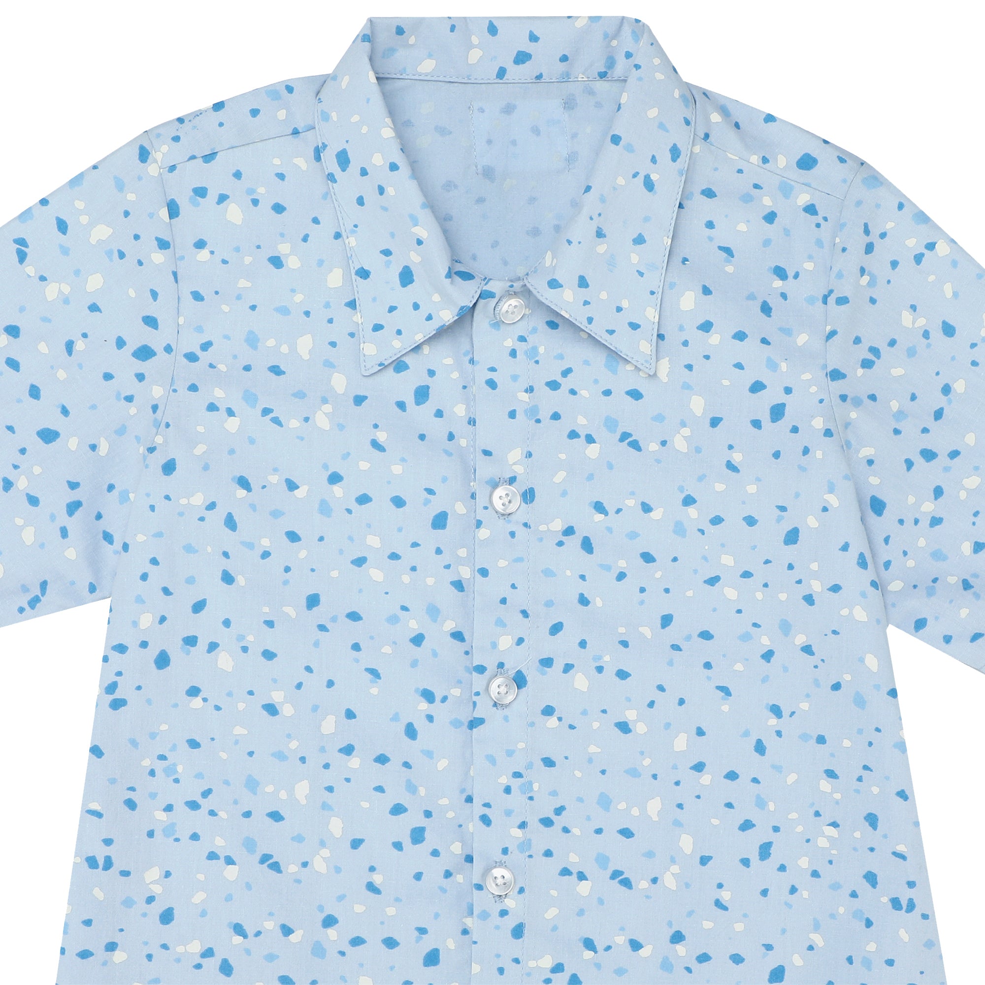 BABY BLUE TERRAZZO SHIRT AND SHORTS SET