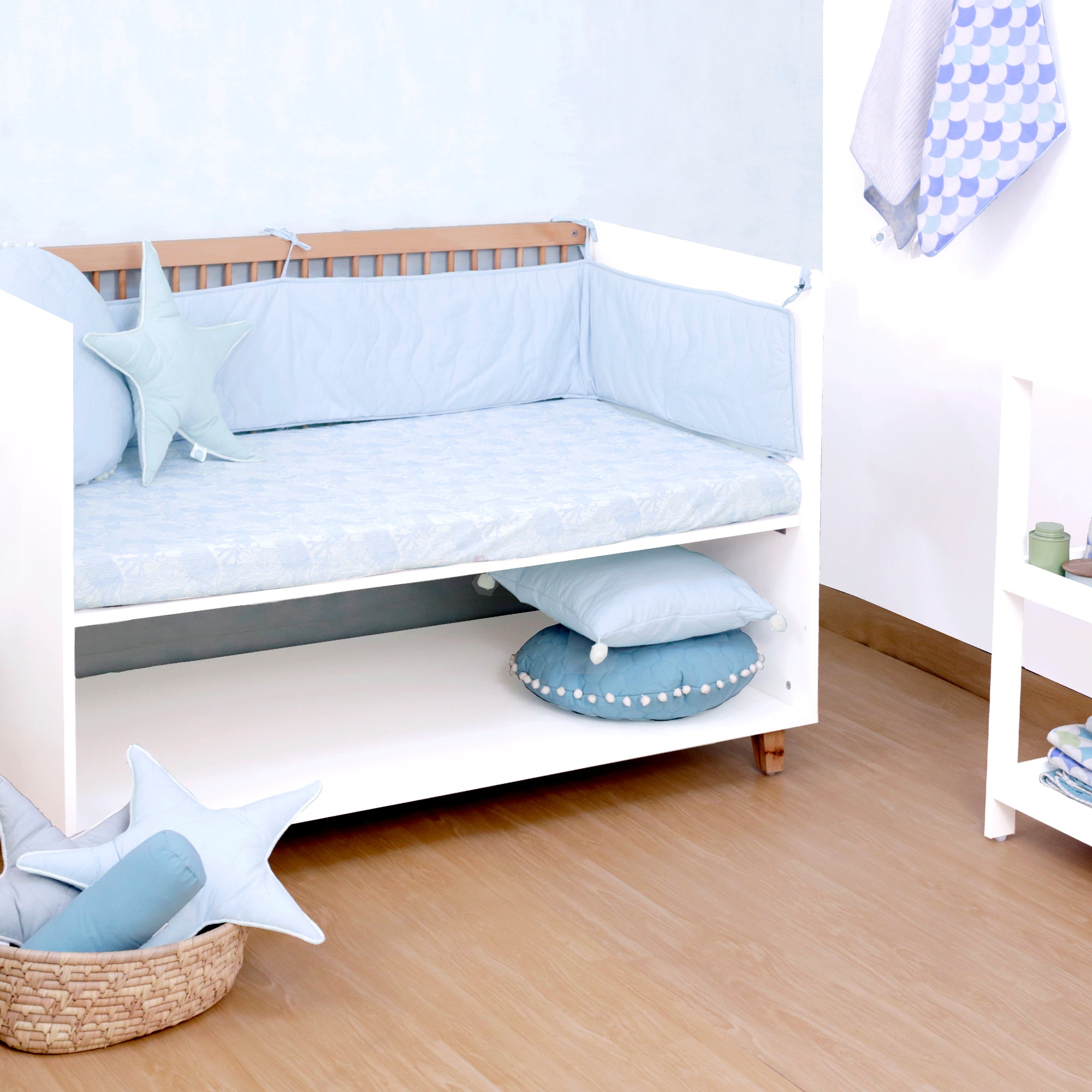 Baby blue crib best sale