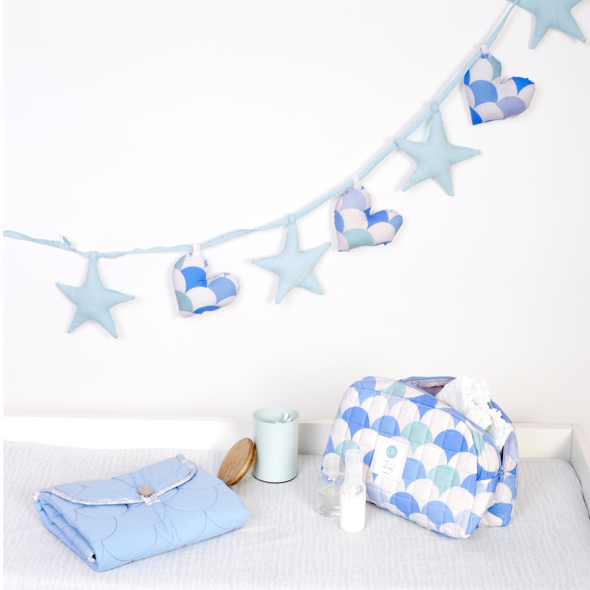 BABY BLUE HEART AND STAR BUNTING