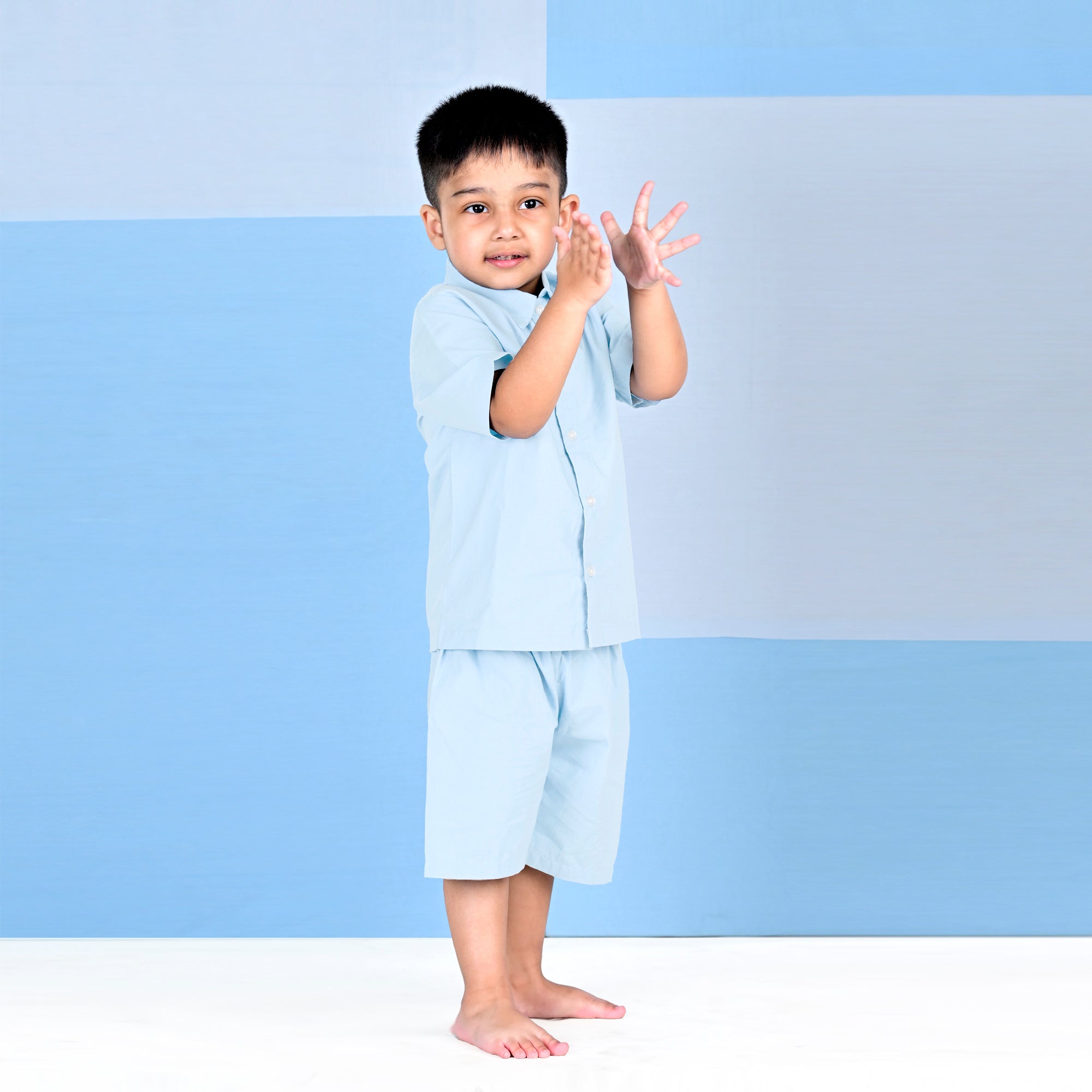 BABY BLUE SHIRT AND SHORTS SET