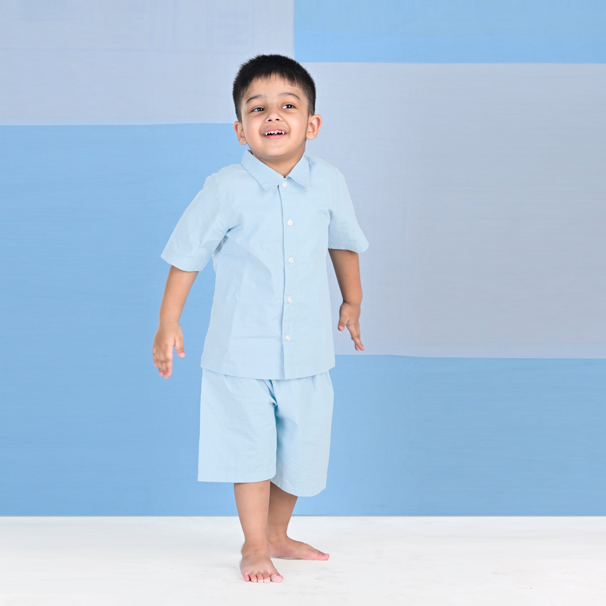 BABY BLUE SHIRT AND SHORTS SET