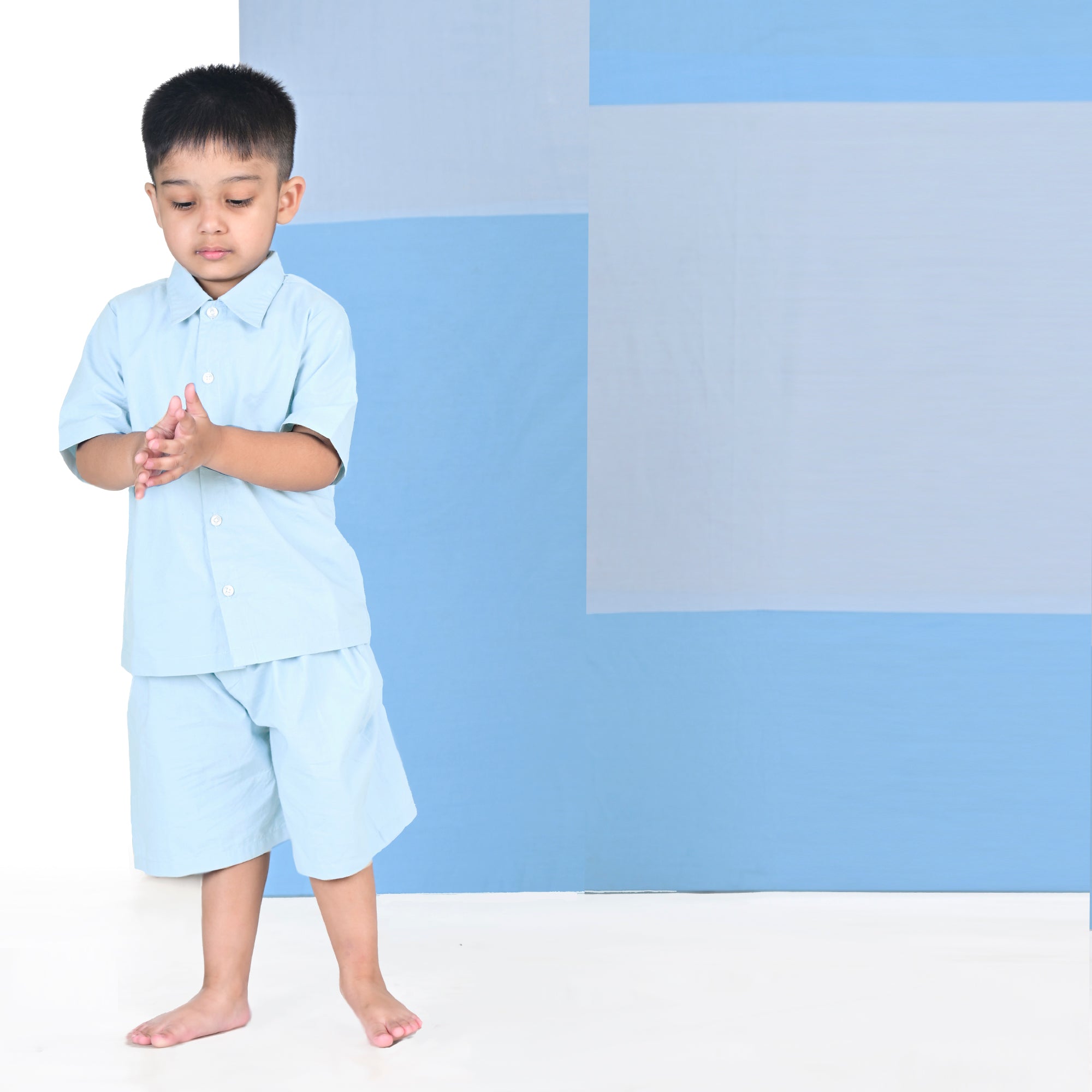 BABY BLUE SHIRT AND SHORTS SET