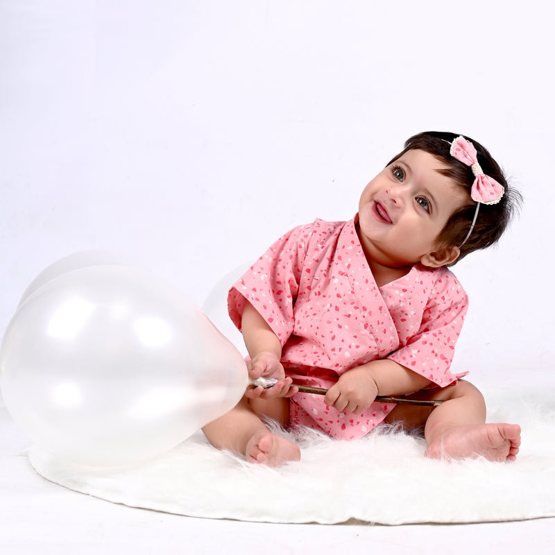 DUSK ROSE TERRAZZO KIMONO ONESIE