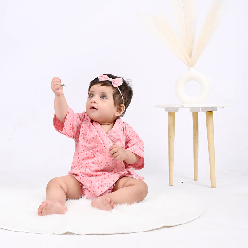 DUSK ROSE TERRAZZO KIMONO ONESIE