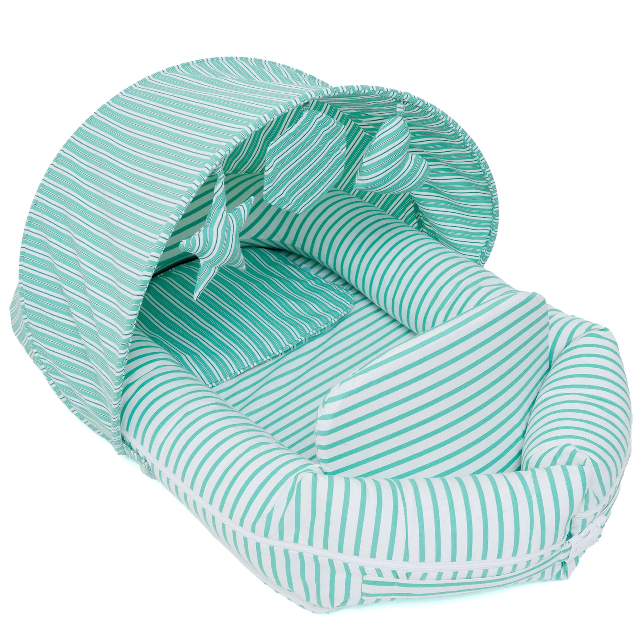GREEN STRIPE NESTO PAD MUSTARD PILLOW