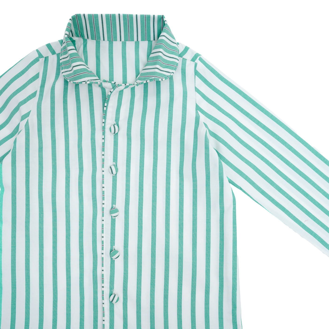 COTTON NIGHT SUIT - GREEN STRIPE | SLEEPWEAR | TULO BABY