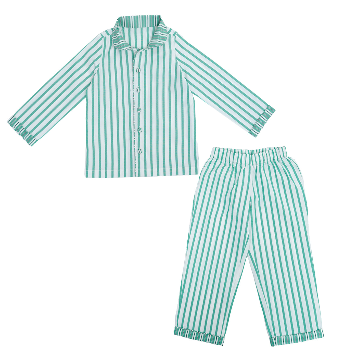 COTTON NIGHT SUIT - GREEN STRIPE | SLEEPWEAR | TULO BABY