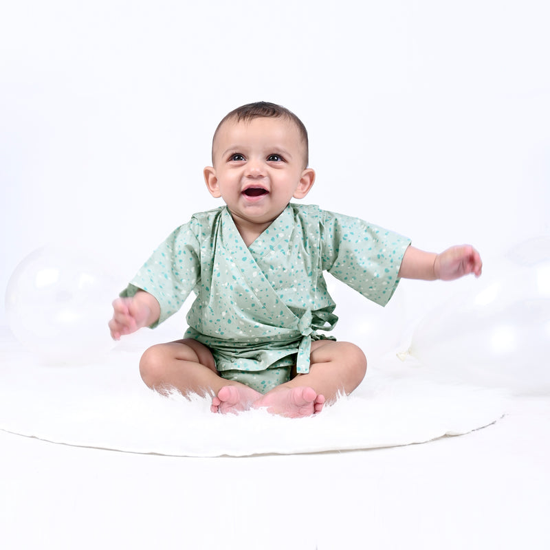 HARBOUR GREY TERRAZZO KIMONO ONESIE
