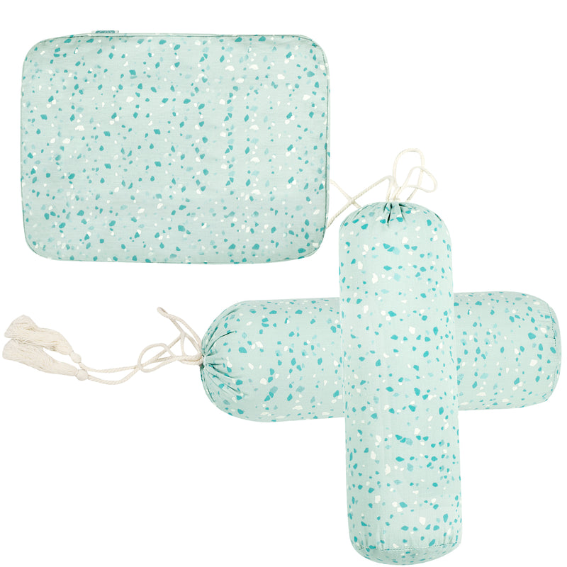 HARBOUR GREY TERRAZZO PILLOW SET MUSTARD PILLOW + BOLSTERS