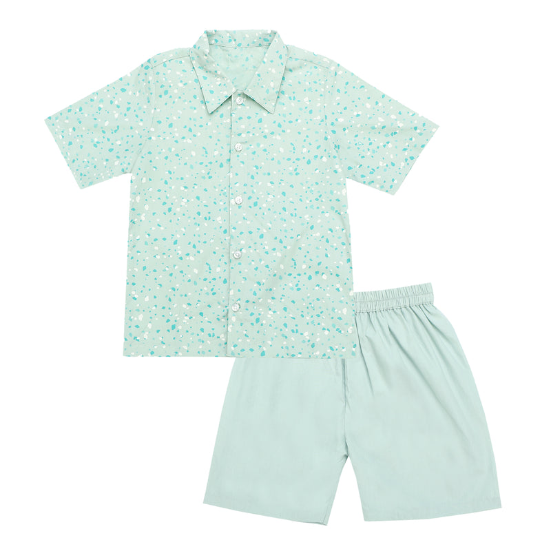 HARBOUR GREY TERRAZZO SHIRT AND SHORTS SET