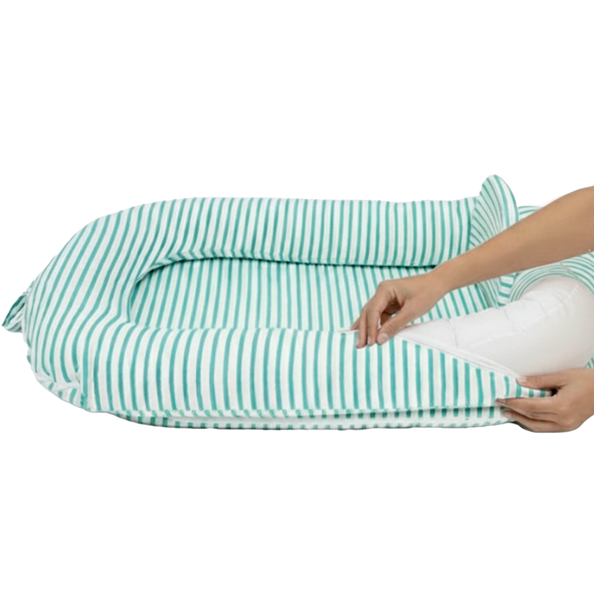 BABY NEST – GREEN STRIPE NESTO PAD COVER | TULO BABY