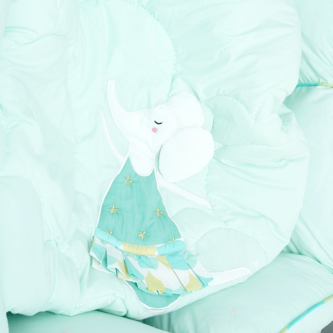TULO BABY QUILT | MINT ELEPHANT BALLERINA