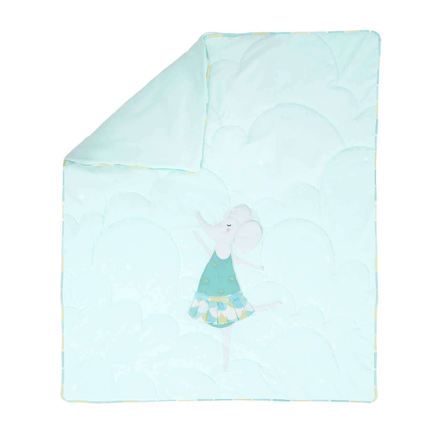 TULO BABY QUILT | MINT ELEPHANT BALLERINA