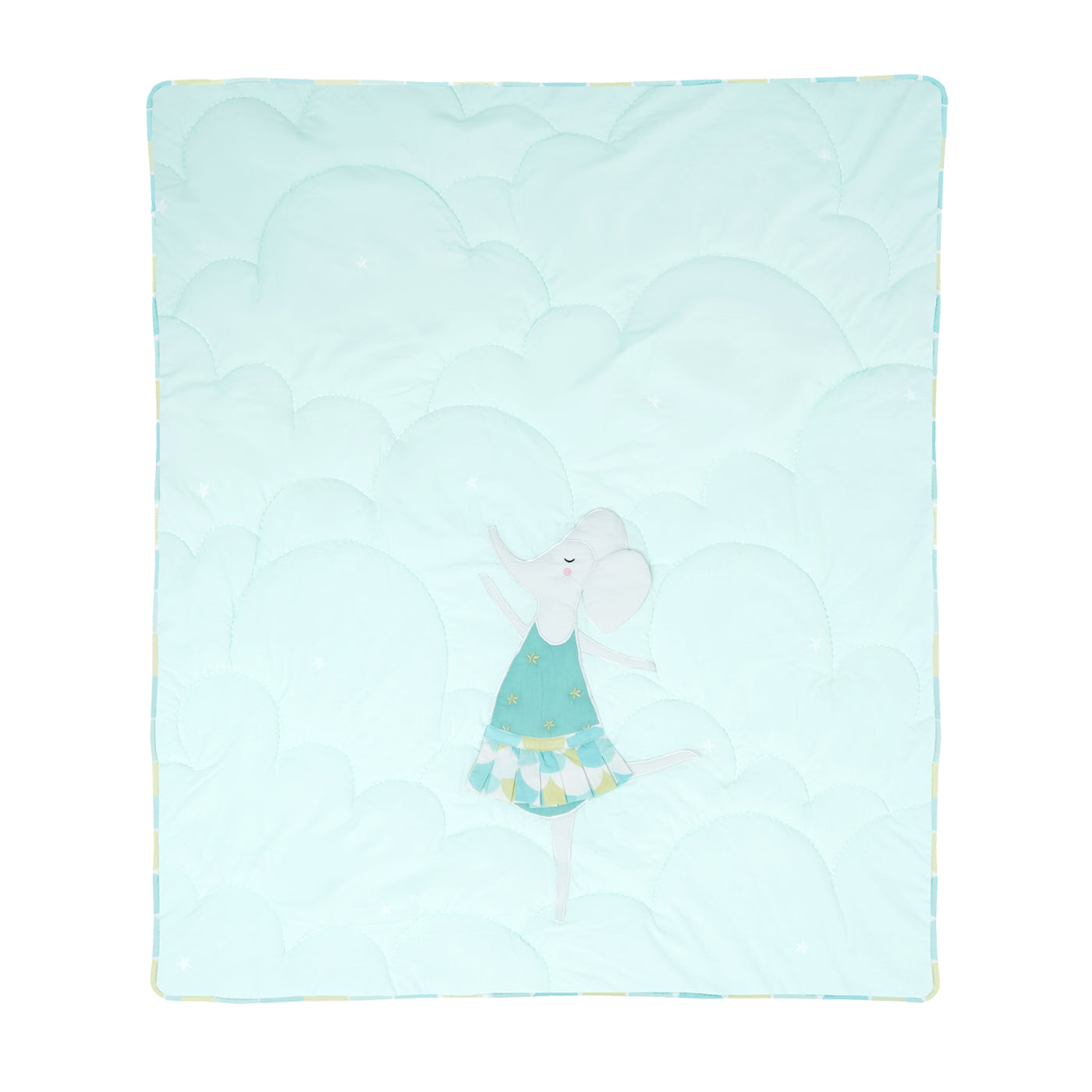 TULO BABY QUILT | MINT ELEPHANT BALLERINA