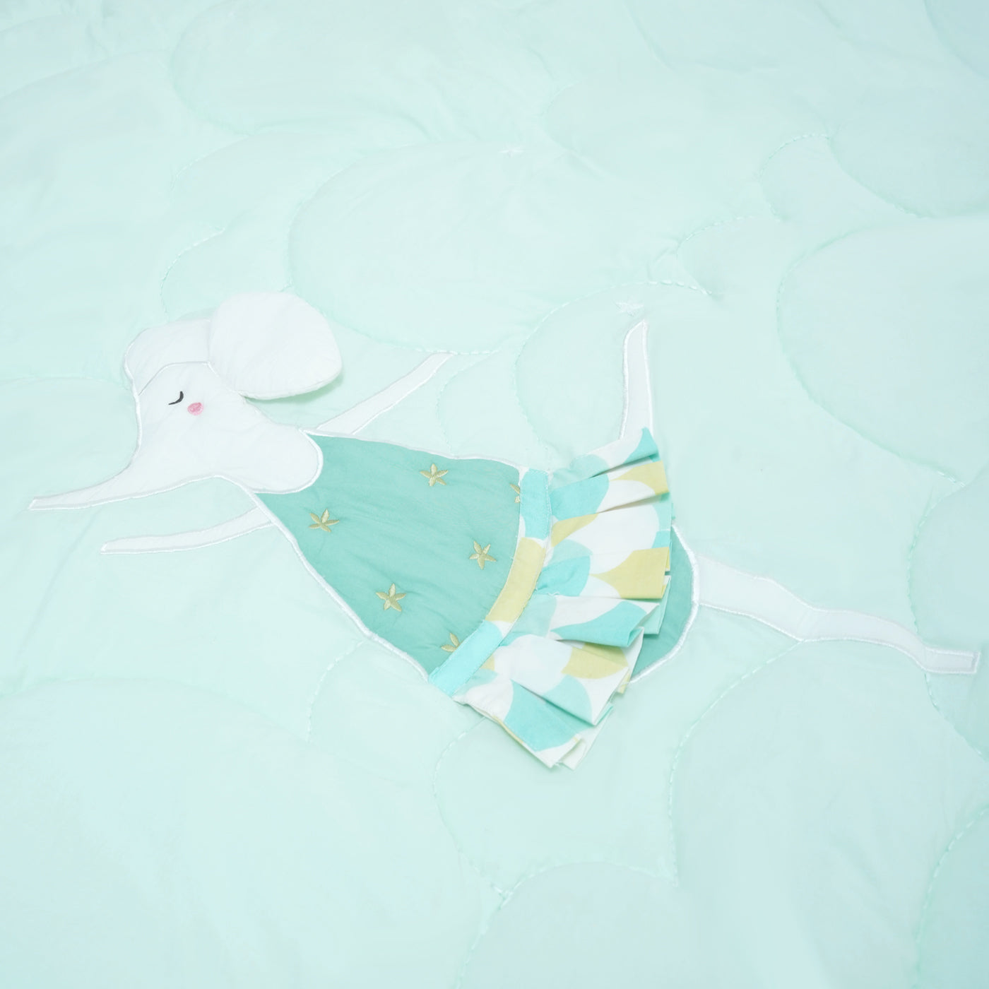 TULO BABY QUILT | MINT ELEPHANT BALLERINA