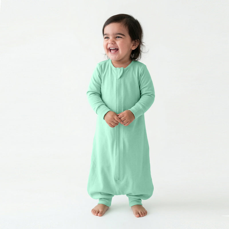 BABY SLEEPING BAG WITH FOOTIES AND SLEEVES (2.5 TOG) - SEA GREEN | TULO BABY