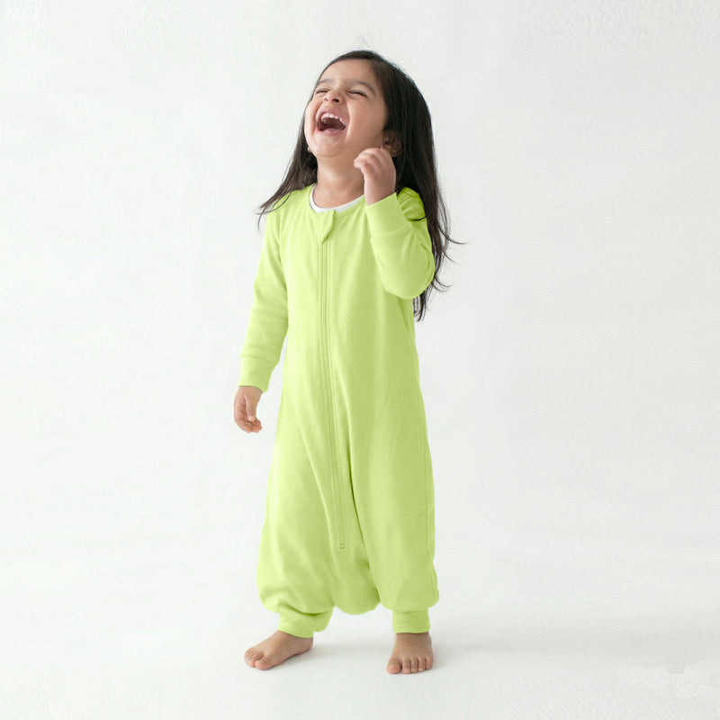 BABY SLEEPING BAG WITH FOOTIES AND SLEEVES (2.5 TOG) - SHADOW LIME | TULO BABY