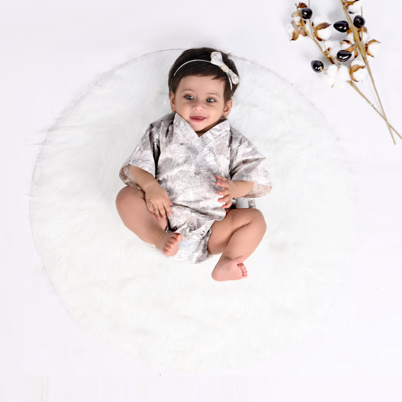 SMOKY GREY CORAL KIMONO ONESIE