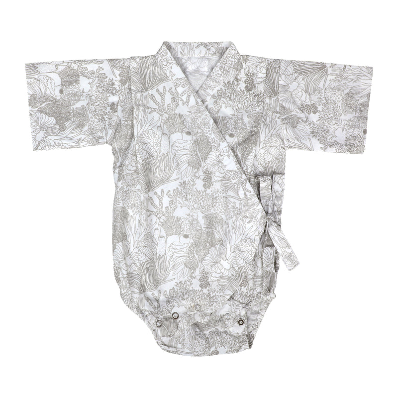 SMOKY GREY CORAL KIMONO ONESIE