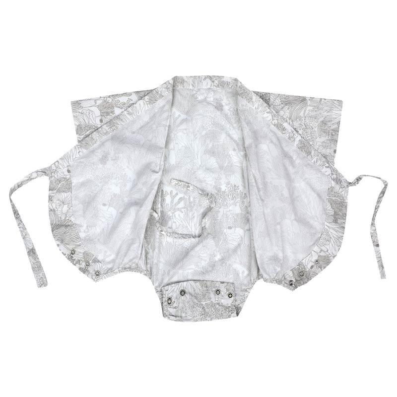 SMOKY GREY CORAL KIMONO ONESIE