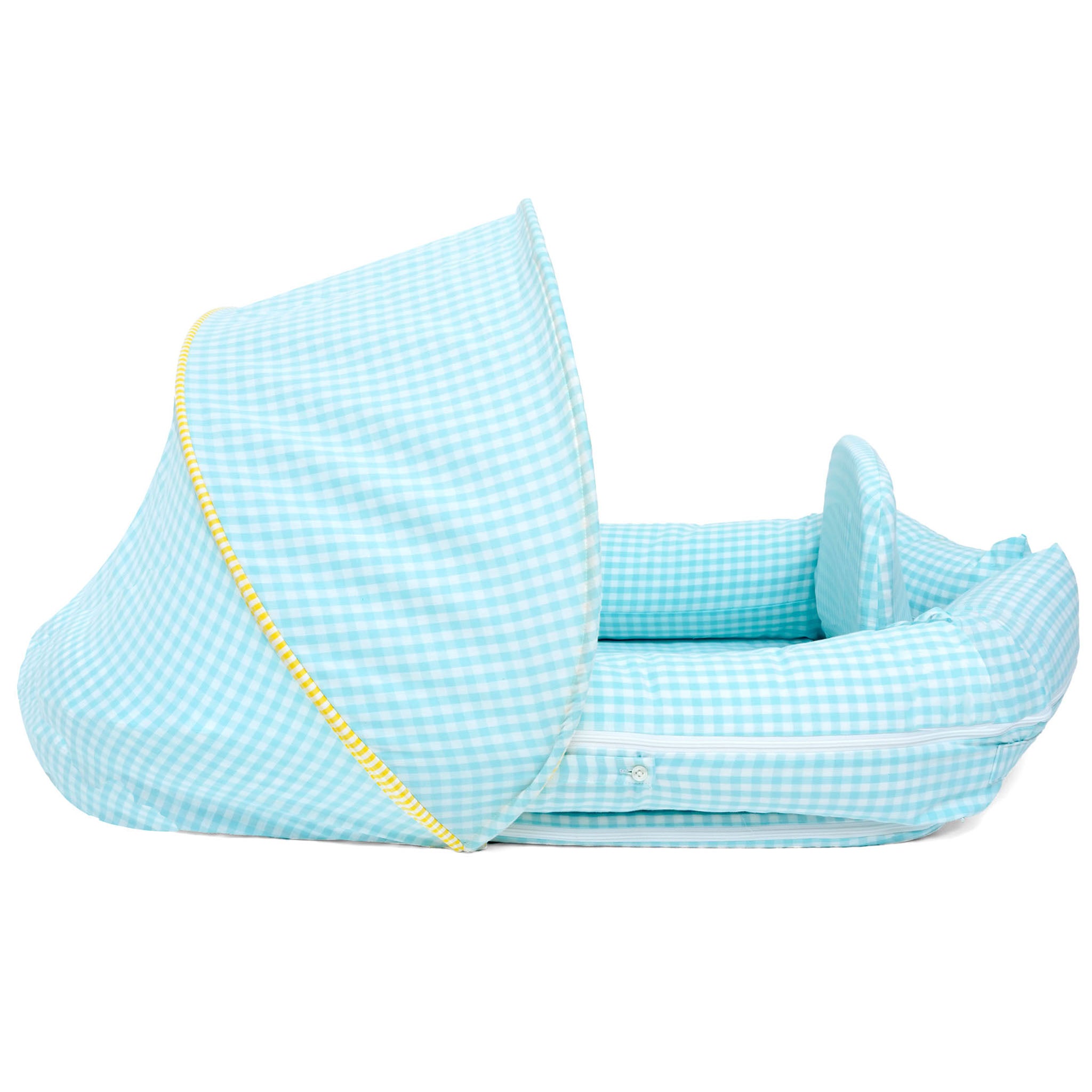 AQUA GINGHAM NESTO PAD CANOPY