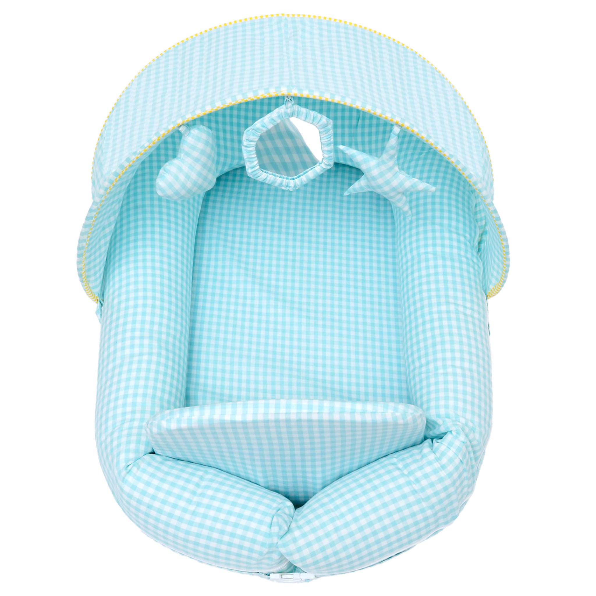 AQUA GINGHAM NESTO PAD CANOPY