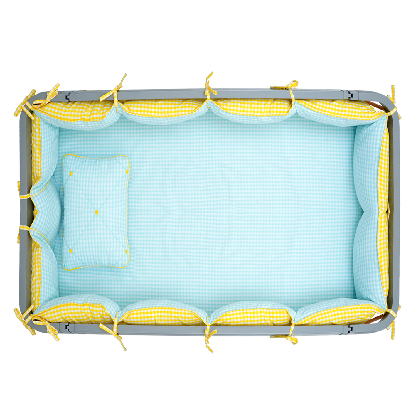 TULO BABY CRIB BUMPER – TEAL GINGHAM