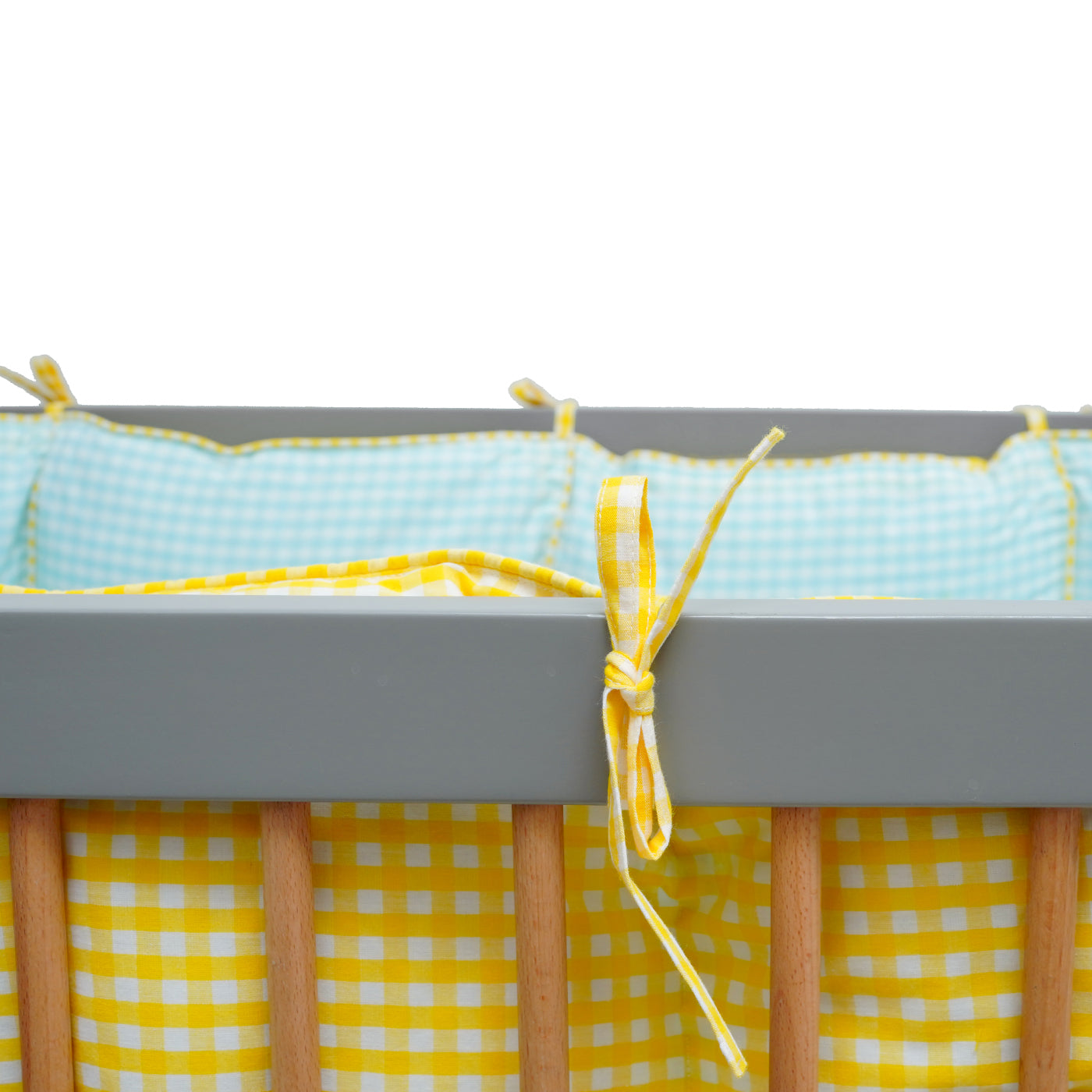 TULO BABY CRIB BUMPER – TEAL GINGHAM
