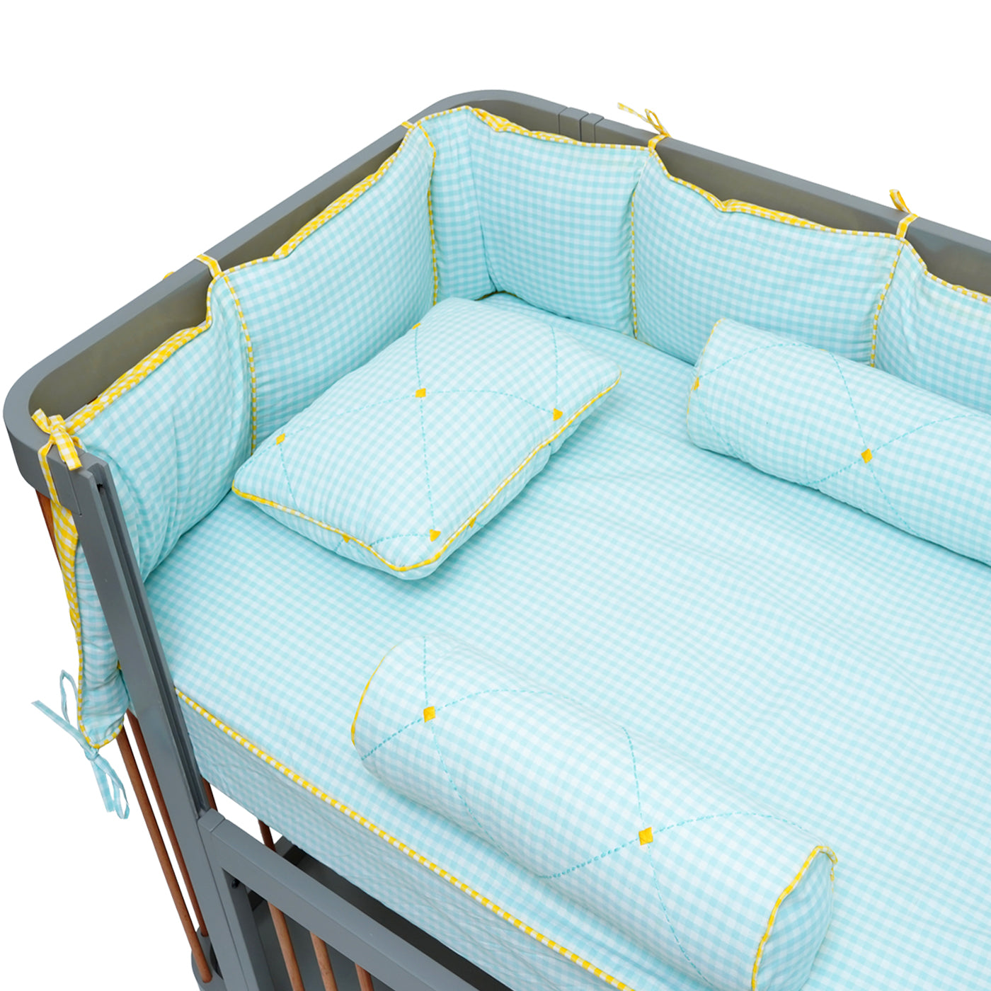 TULO BABY PILLOW SET – TEAL GINGHAM