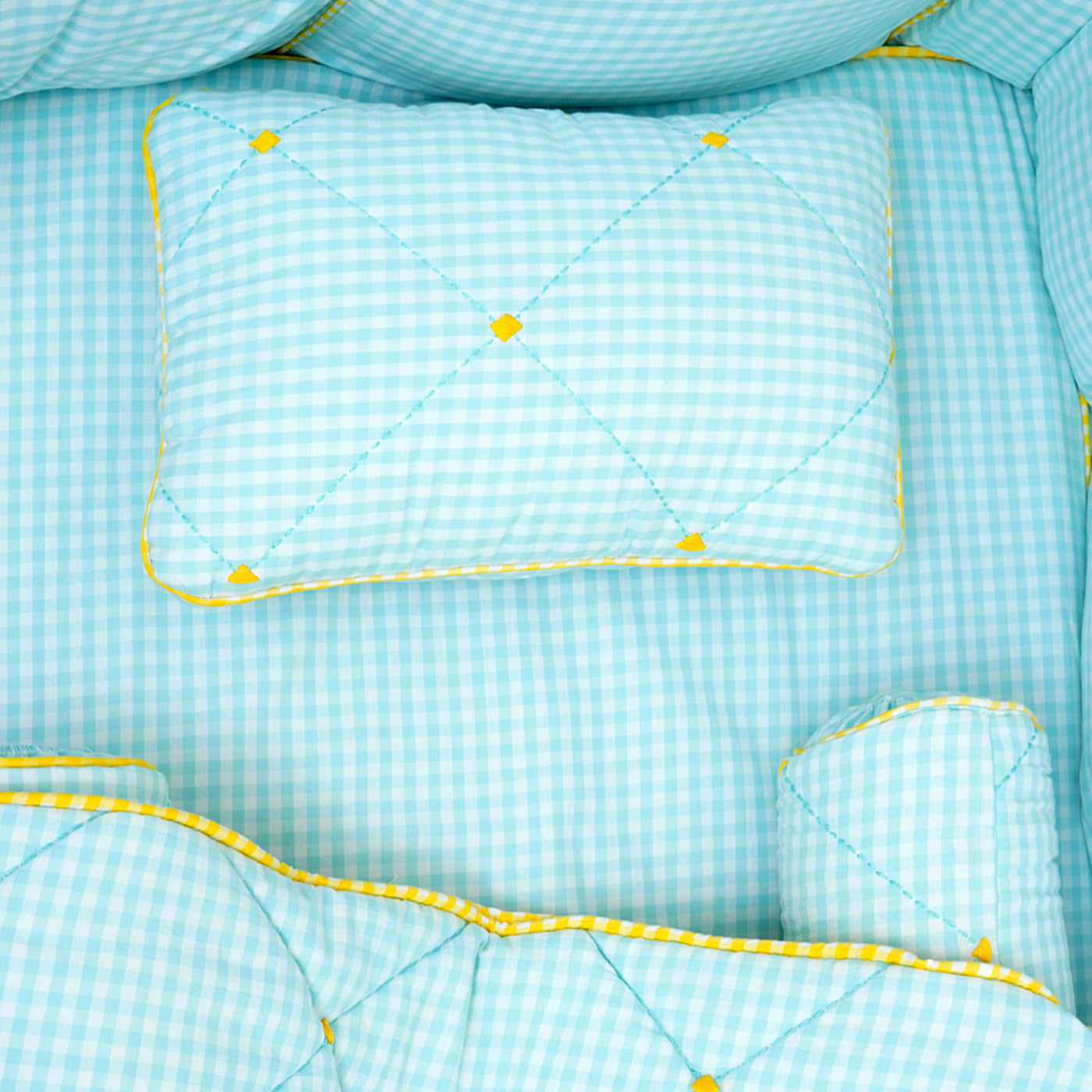 TULO BABY PILLOW SET – TEAL GINGHAM