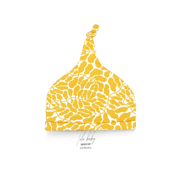 YOLK YELLOW FERN KNOTTED BEANIE